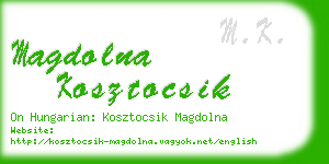 magdolna kosztocsik business card